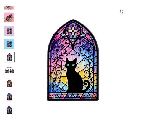 Black cat stained glass - cat, window