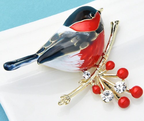Vintage style enamel red robin - vintage,