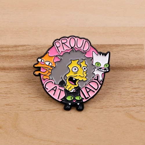 Cat lady enamel pin badges - cat,