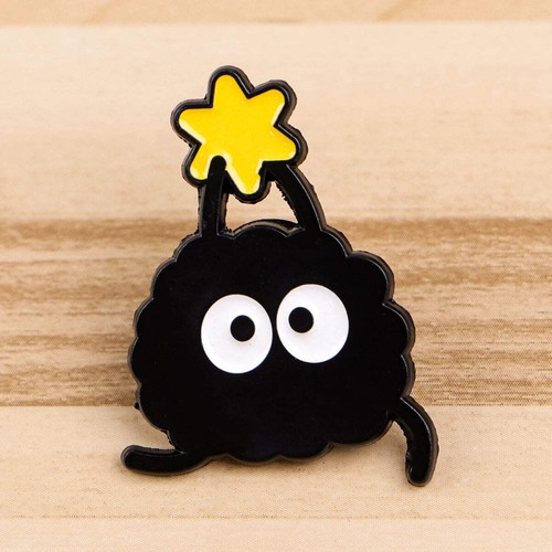 Cute black charcoal enamel pin - cute,