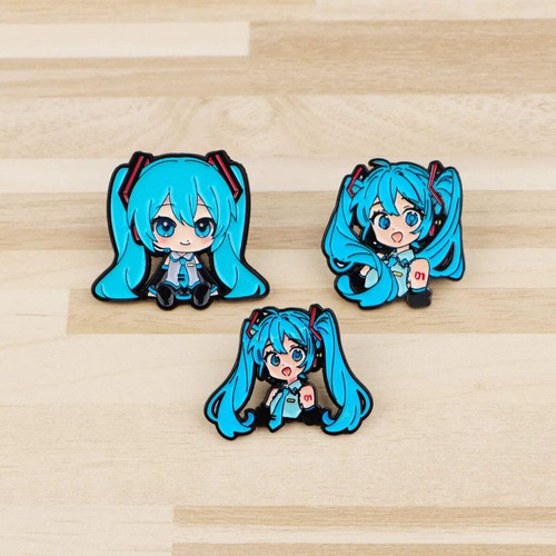 Blue haired girl enamel pin - blue,